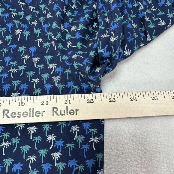 Johnston‎ & Murphy Shirt Mens Medium Blue Palm Tree AOP Print Button Up Tropical - Picture 9 of 10